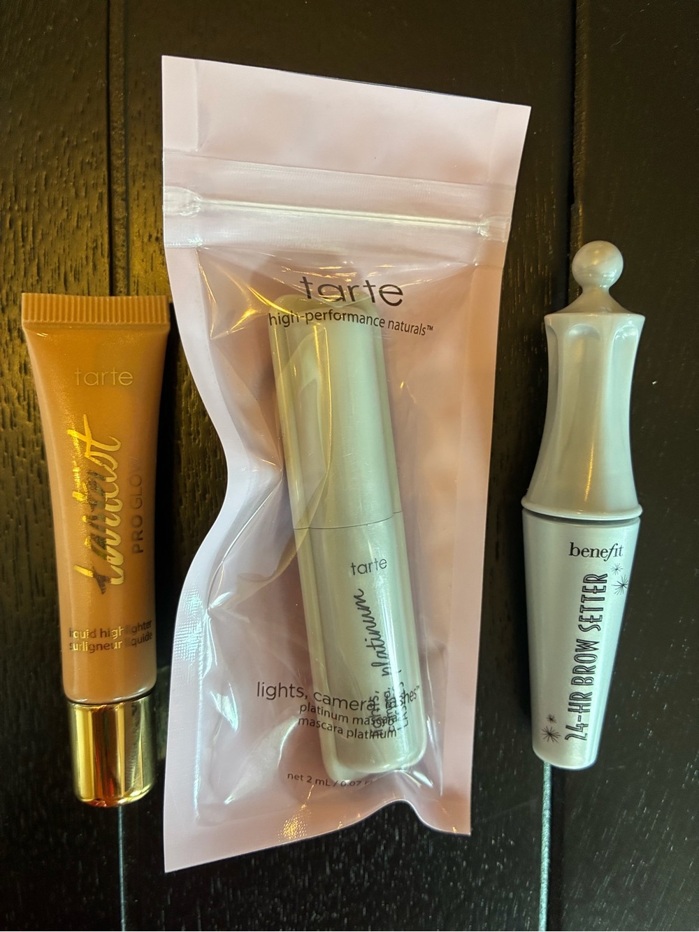 Tarte + Benefit 3-Piece Eye Makeup Bundle Mascara Eyeliner Brow Setter